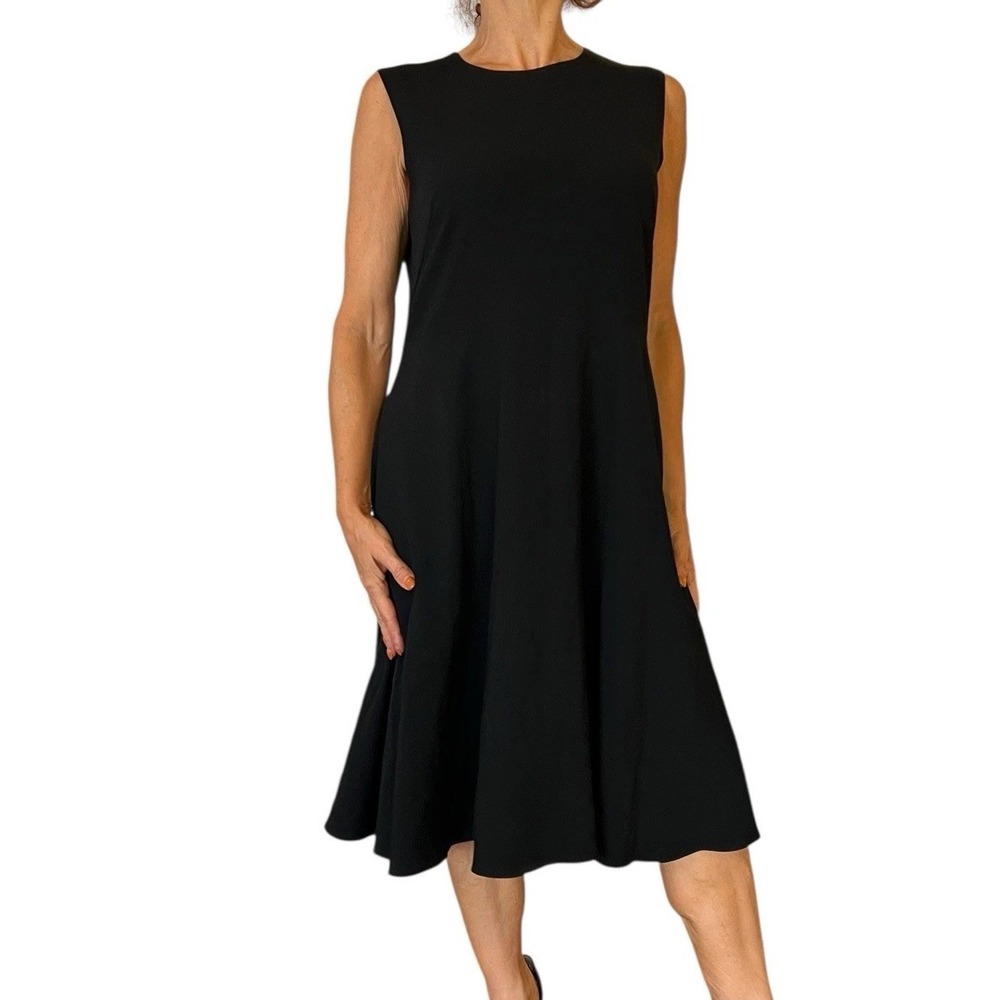 PORTS 1961 WOMEN'S 8 DRESS BLACK CREPE SLEEVELESS A LINE FLARE CLASSIC LBD